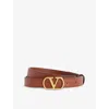 Valentino Womens Vlogo Signature Leather Belt Deep Caramel In Brown