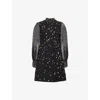 Valentino Womens Nero Multicolor Embellished Long-sleeves Wool And Silk Mini Dress In Black