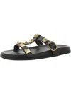 Valentino Roman Stud Leather Slides In Black