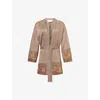 Valentino Womens Open-front Metallic Woven Cardigan Ginger Orange Gold Xl In Ginger Orange Gold