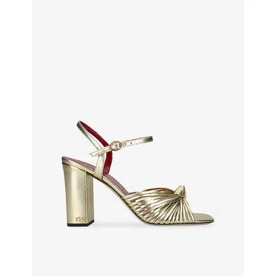 Valentino Garavani Womens Gold Annet 90 Metallic-leather Heeled Sandals Eur 41 / 8 Uk