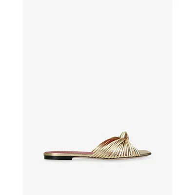 Valentino Garavani Womens  Annet Leather Slides In Gold