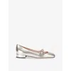 Valentino Mary Jane Metallic Leather Ballet Flats In Gold