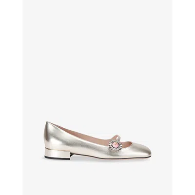 VALENTINO GARAVANI WOMENS GOLD ELASTICATED-STRAP LEATHER MARY-JANE PUMPS EUR 40 / 7 UK