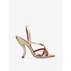 Valentino Womens Gold Festishique 105 Metallic-leather Heeled Slingback Sandals Eur 39 / 6 Uk In Gold