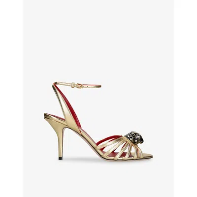 Valentino Garavani Womens Gold Panthea 85 Leather Heeled Sandals Eur 39.5 / 6.5 Uk