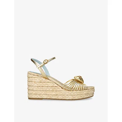 Valentino Garavani Womens Gold Royal Wedge Leather Wedge Sandals Eur 36 / 3 Uk