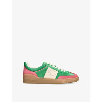 VALENTINO GARAVANI WOMENS GREEN COMB UPVILLAGE CROSTA LOW-TOP SUEDE TRAINERS EUR 41 / 8 UK