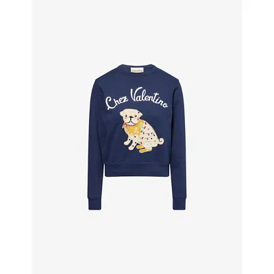 VALENTINO WOMENS VALENTINO GARAVANI CHEZ VALENTINO EMBROIDERED COTTON-JERSEY SWEATSHIRT