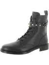 Valentino Womens Leather Studded Combat & Lace-up Boots In Grey