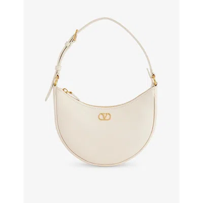 Valentino Garavani Womens V-logo Mini Hobo Leather Bag Light Ivory