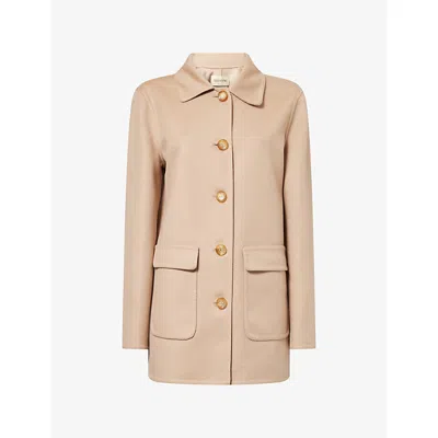 Valentino Womens Logo-embellished Single-breasted Virgin Wool And Cashmere-blend Jacket Light Camel