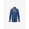 Valentino Womens Embroidered Frilled Cotton-denim Shirt Medium Blue Denim In Medium Blue Denim