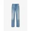 Valentino Womens Medium Blue Denim Faded-wash Straight-leg Denim Jeans In Blue