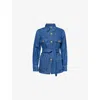 Valentino Denim Safari Jacket In Medium Blue Denim