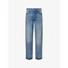 Valentino Straight-fit Denim Pants With Colorful Embellishments In Medium Blue Denim