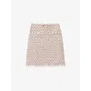 Valentino Womens Multicolor. Fringed Embellished Woven Mini Skirt