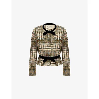 Valentino Womens Multicolor. Tweed Cropped Woven Jacket