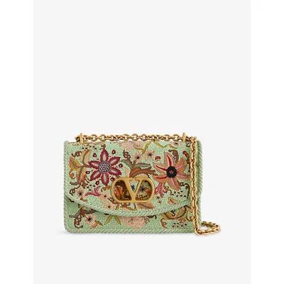 Valentino Garavani Womens Multicolor/foamgreen Vain Embroidered Shoulder Bag In Green