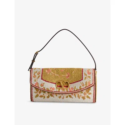 Valentino Garavani Womens Multicolor/tabac Brown Vain Soft Tapestry Silk Top Handle Bag