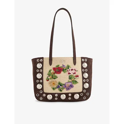 Valentino Garavani Womens Multicolor/testa Di Moro Nellcôte Mini Suede Shopping Bag