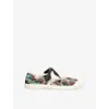 Valentino Bay By Bay Ballerina Trainer In Jacquard Fabric With Floral Embroidery In Mult/other