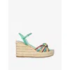 Valentino Royal Leather Heart Wedge Espadrilles In Multi