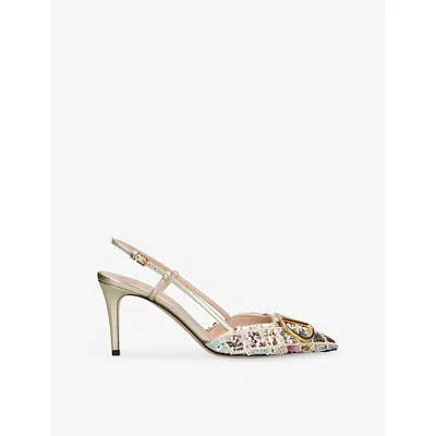 Valentino Garavani Womens  Vlogo Signature 80 Sequin-embellished Slingback Pumps In Multi