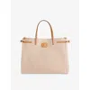 Valentino Womens  Garavani Antibes Large Cotton Canvas Tote Bag In Naturale-tobacco/ Camel