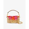 Valentino Raffia Vlogo Signature Handbag In Naturale/rosso/camel