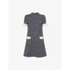 Valentino Garavani Embroidered Damier Light Tweed Short Dress