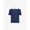 Valentino Garavani Embroidered Cotton Sweatshirt Polo Shirt In Navy