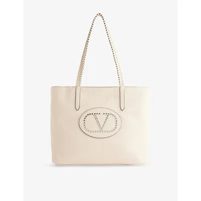 Valentino Garavani Womens Nellcôte Leather Tote Bag Light Ivory