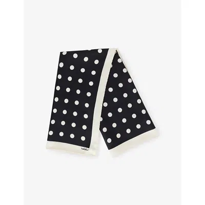 Valentino Womens Nero Burro Polka-dot Square Silk Scarf In Black