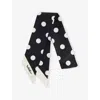 Valentino Womens Nero Burro Polka-dot Thin Silk Scarf In Black