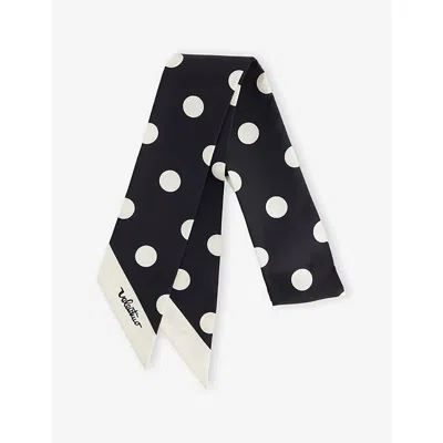 Valentino Womens Nero Burro Polka-dot Thin Silk Scarf In Black