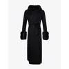 Valentino Womens Nero Fur-embellished Belted Wool And Cashmere Wool Coat In Black
