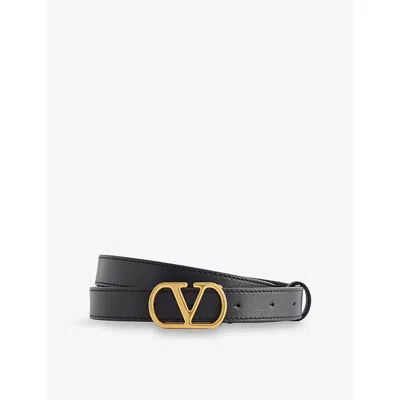 Valentino Garavani Womens Nero Monogram Leather Belt