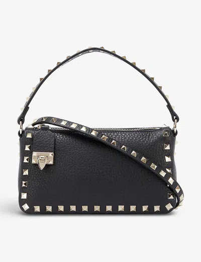 Valentino Garavani Womens Nero Rockstud Spike Small Leather Shoulder Bag