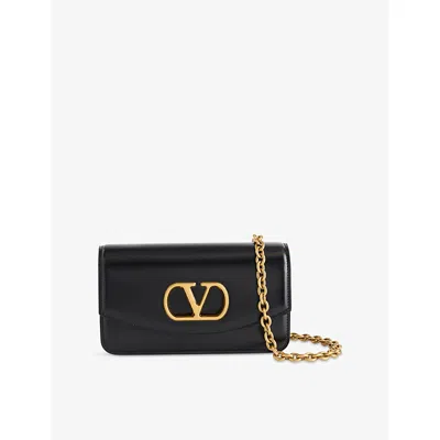 Valentino Garavani Womens Vain Small Leather Clutch Bag Nero