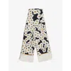Valentino Floral Shawls Scarf Lightweight Rectangle In Blue