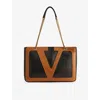 Valentino Viva Superstar Leather Shoulder Bag With Maxi Vlogo Signature On The Front In Nero/spice