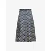 Valentino Womens Graphic-pattern Pleated Silk Midi Skirt Notte Crema In Notte Crema