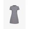 Valentino Womens Notte Crema Monogram-pattern Wool-jacquard Mini Dress In Notte Crema