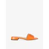 Valentino Womens  Garavani Vlogo 20 Leather Slides In Orange