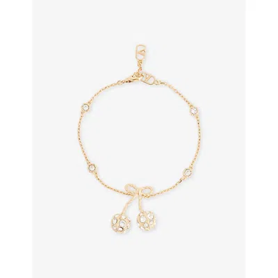 Valentino Garavani Womens Oro Crystal Cherryfic Metal And Swarovski Crystal Bracelet In Gold