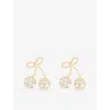 Valentino Womens Oro Crystal Cherryfic Metal And Swarovski Crystal Earrings In Brown