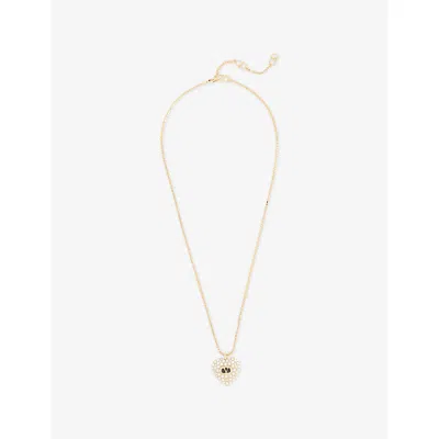 Valentino Garavani Womens Oro Nero Crystal Coeur Royal Metal And Enamel Necklace In Gold