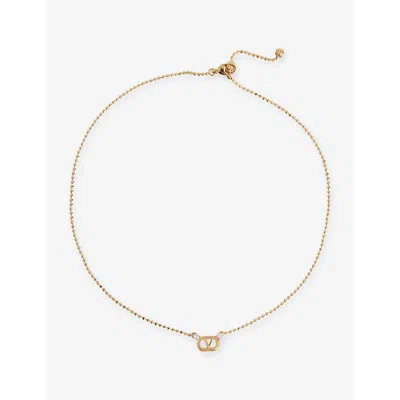 Valentino Garavani Womens Oro/crystal Ovalette Ball Chain Metal And Swarovski Crystal Necklace In Gold