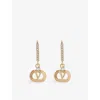Valentino Womens Oro/crystal Ovalette Crystal-embellished Brass Drop Earrings In Gold